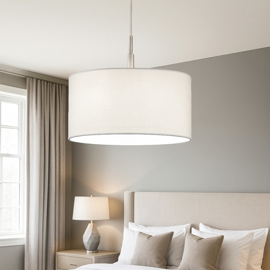 Lampadario cilindro tessuto 50cm bianco round hotel perenz