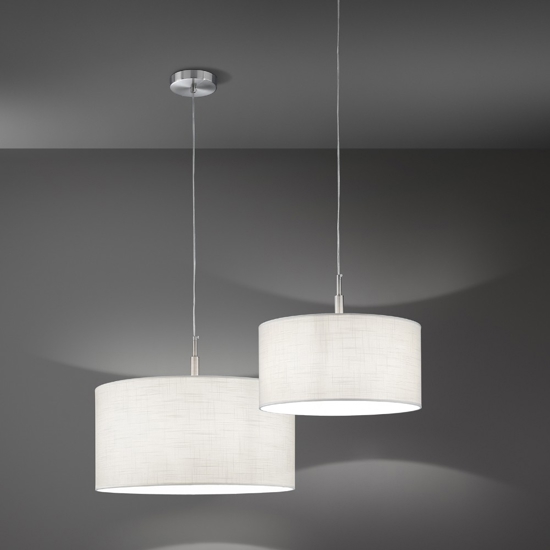 Lampadario cilindro tessuto 50cm bianco round hotel perenz