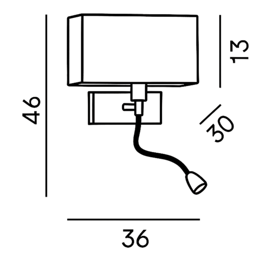 Applique destro per comodino camera da letto perenz para hotel