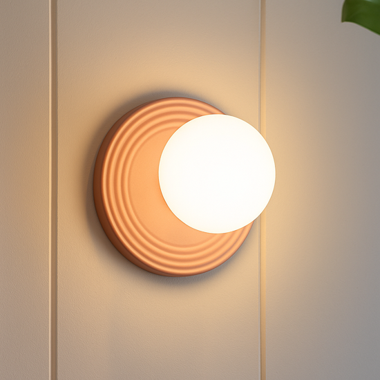 Applique da parete in ceramica arancio lucido perenz illuminazione ceramic