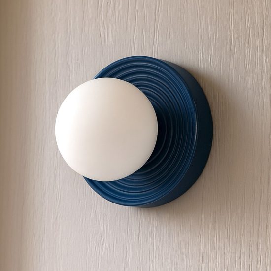 Applique in ceramica blu lucido perenz illuminazione ceramic fp