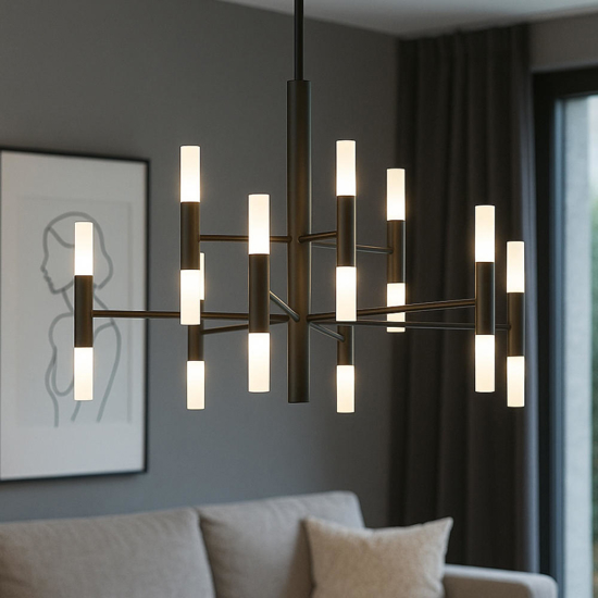 Top light lampadario space nero design moderno per soggiorno