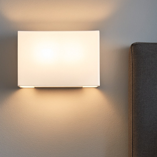 Applique da parete rettangolare tessuto bianco para hotel perenz