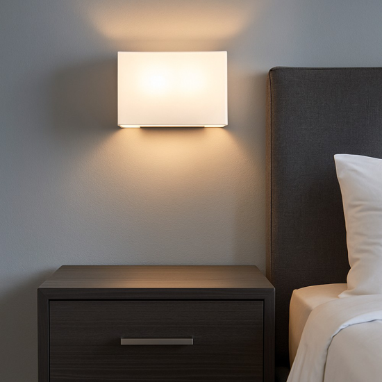 Applique da parete rettangolare tessuto bianco para hotel perenz