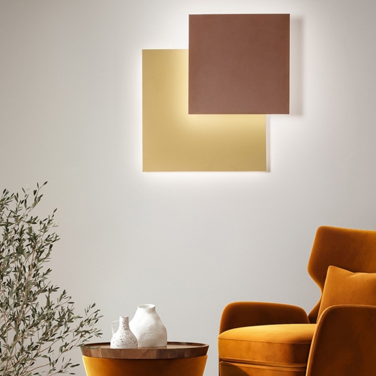Plafoniera post perenz illuminazione led 48w 3000k marrone oro moderna