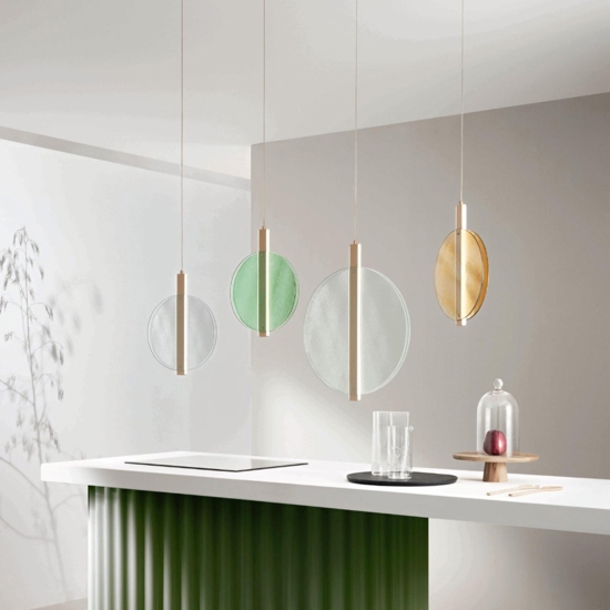 Lampada a sospensione disco trasparente ondaluce juis led 20w 3000k