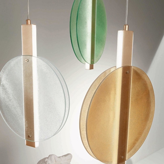 Lampada a sospensione disco trasparente ondaluce juis led 20w 3000k