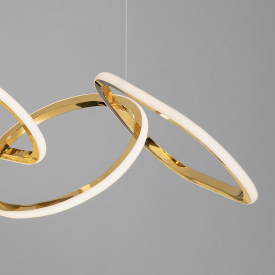 Lampadario moderno anelli oro led 41w 3000k dimmerabile