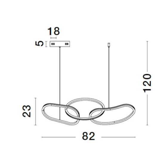 Lampadario moderno anelli oro led 41w 3000k dimmerabile
