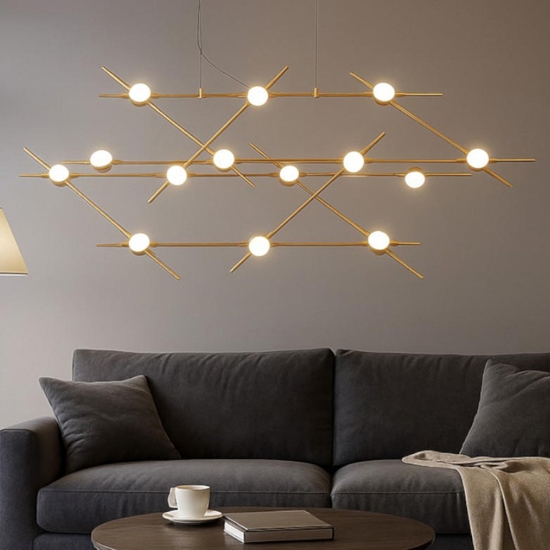 Lampadario design moderno oro led 39w 3000k dimmerabile