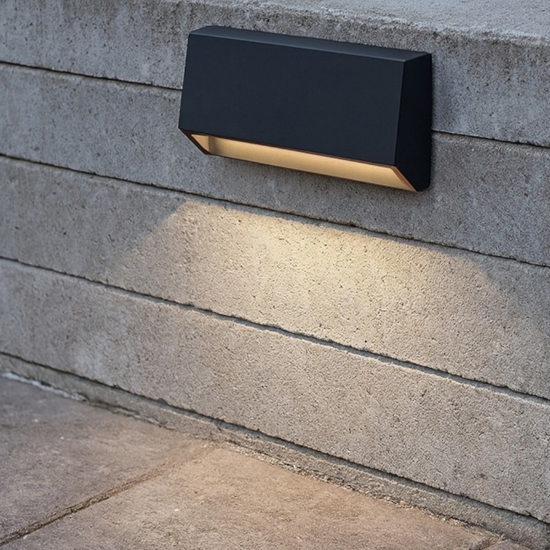 Segnapasso led grafite per esterno squadrato a parete 3w 4000k