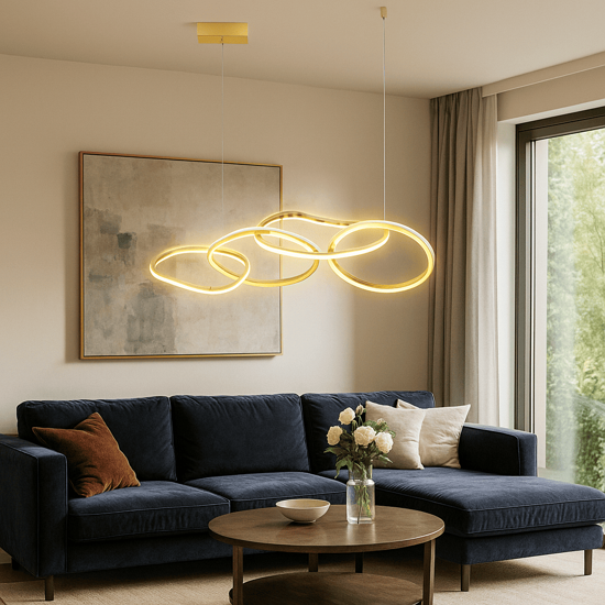 Lampadario anelli intrecciati oro moderno led 51w 3000k