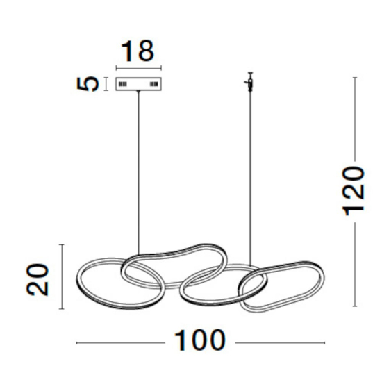 Lampadario anelli intrecciati oro moderno led 51w 3000k