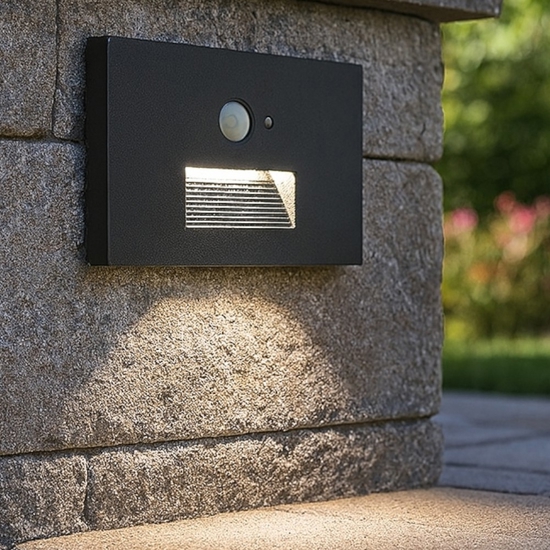 Segnapasso da esterno grafite led 3w cct incasso a parete con sensore crepuscolare