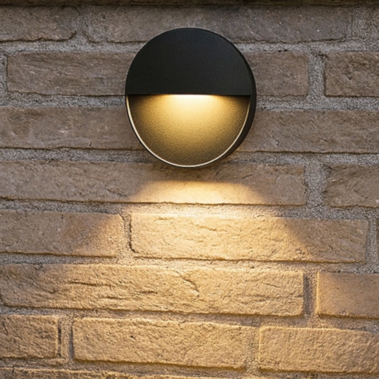 Segnapasso led rotondo grafite per esterno 3000k ip65