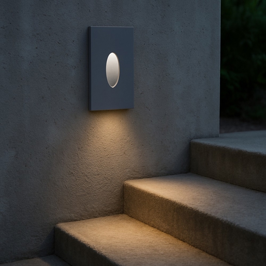 Segnapasso da incasso a parete grigio led 3w 3000k per esterno ip65