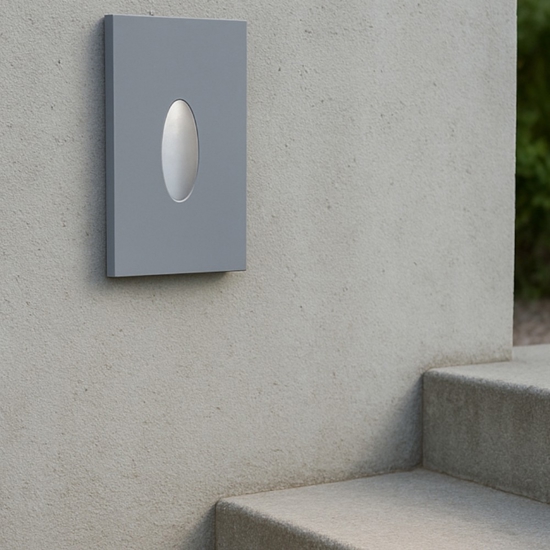 Segnapasso da incasso a parete grigio led 3w 3000k per esterno ip65