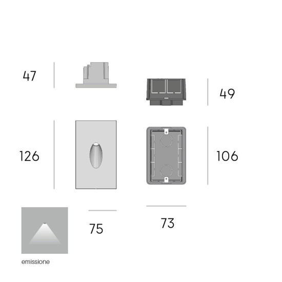 Segnapasso da incasso a parete grigio led 3w 3000k per esterno ip65