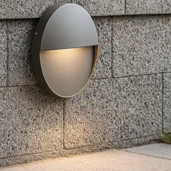 Segnapasso rotondo da parete per esterni grafite led 6w 4000k