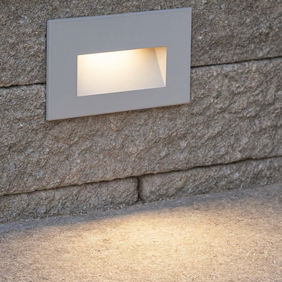 Segnapasso da parete per esterno a incasso grigio led 3w 4000k ip65