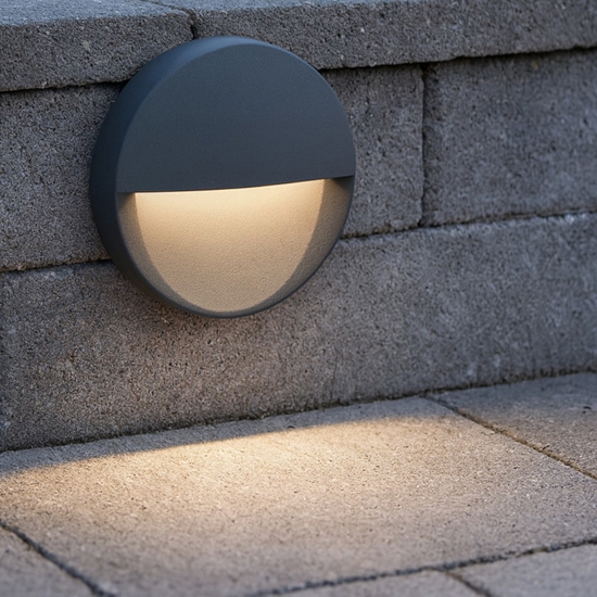 Segnapasso rotondo per esterno led 8w 4000k da incasso a parete grafite