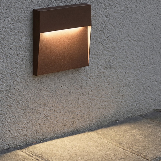 Segnapasso led 3w 4000k corten da parete ip65 da esterno
