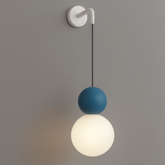 Top light applique da parete cottage pendente moderna sfere vetro bianco e blu
