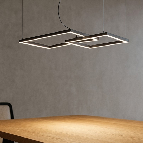 Lampadario moderno cross nero perenz led 64w cct 3000k 4000k 6000k