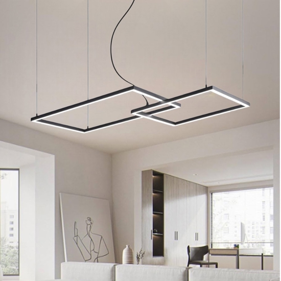 Lampadario moderno cross nero perenz led 64w cct 3000k 4000k 6000k
