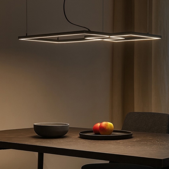 Lampadario moderno cross nero perenz led 64w cct 3000k 4000k 6000k