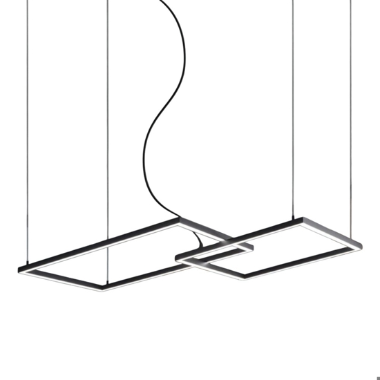 Lampadario moderno cross nero perenz led 64w cct 3000k 4000k 6000k