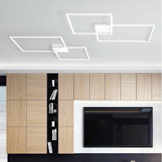 Plafoniera led cct 3000k 4000k 6000k moderna perenz cross bianco