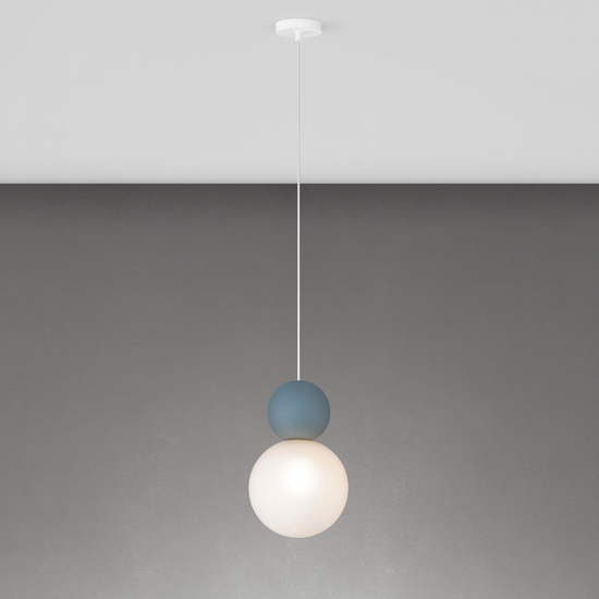 Top light lampada a sospensione cottage blu sfer vetro bianco