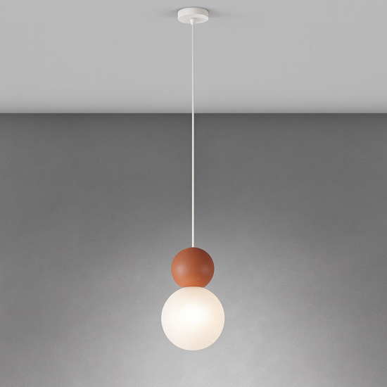 Top light cottage lampada a sospensione terra rossa sfera vetro bianco per cucina