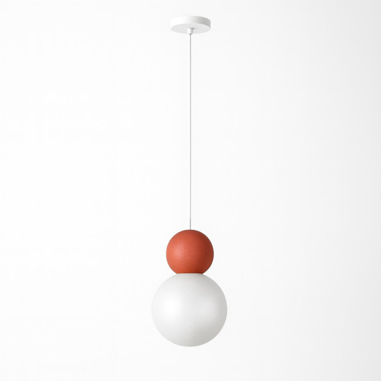 Top light cottage lampada a sospensione terra rossa sfera vetro bianco per cucina