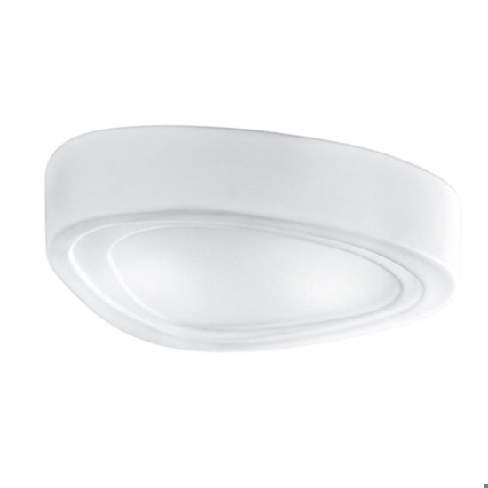 Plafoniera di vetro bianco dal design moderno mou perenz