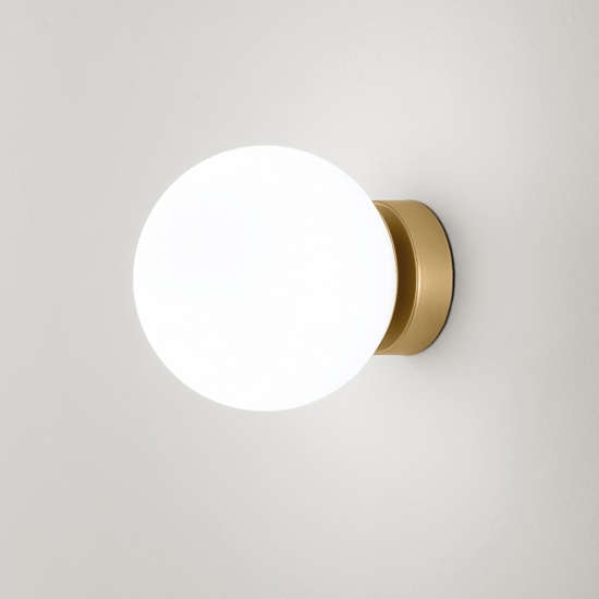 Applique sfera di vetro struttura oro per comodino maga perenz