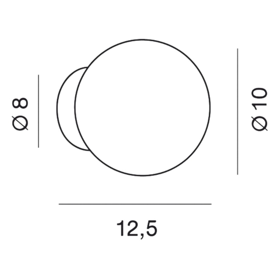 Applique sfera di vetro struttura oro per comodino maga perenz
