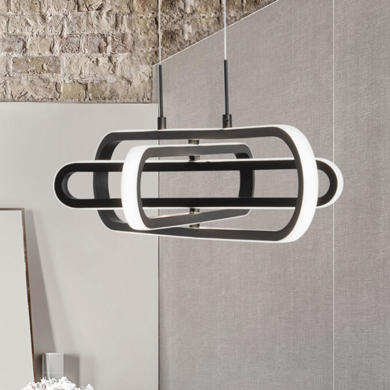 Lampadario moderno led 50w 3000k nero design orientabile