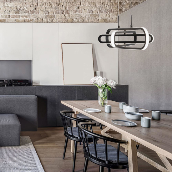 Lampadario moderno led 50w 3000k nero design orientabile