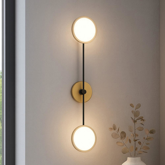 Applique da parete moderna led 3000k orientabili nero e oro