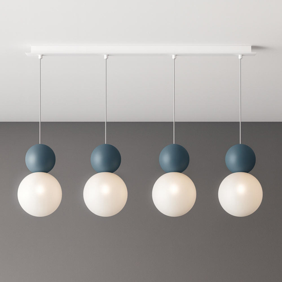 Top light cottage lampadario moderno 4 luci sfere bianco blu