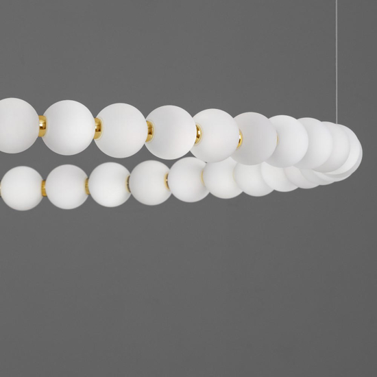 Grande lampadario moderno anello sfere vetro bianco oro led 3000k