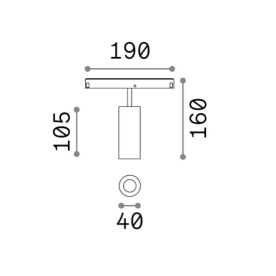 Ego track faretto bianco led 12w 3000k per binario monofase