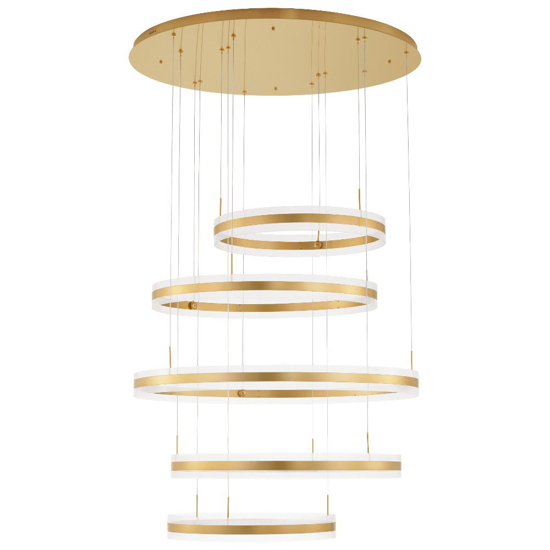 Lampadario design moderno anelli oro led 444w 3000k dimmerabile