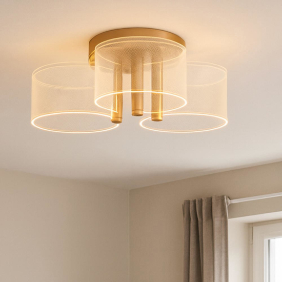 Plafoniera per salotto moderna led 3000k ottone 44cm