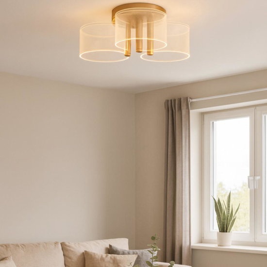 Plafoniera per salotto moderna led 3000k ottone 44cm