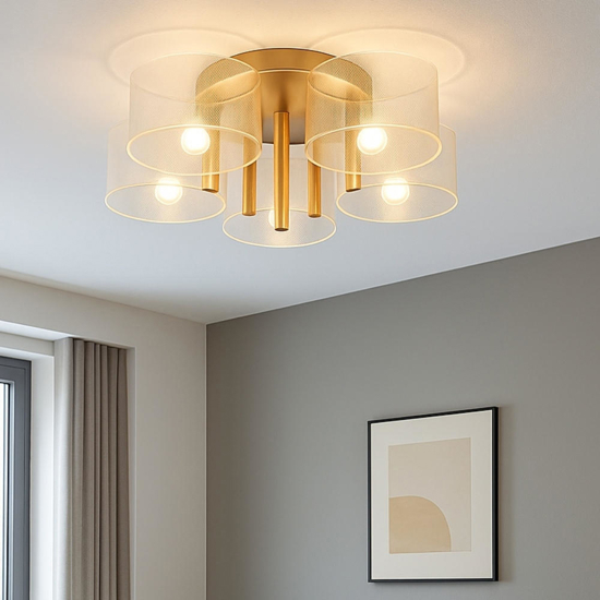 Plafoniera contemporanea 5 luci led 3000k dimmerabile