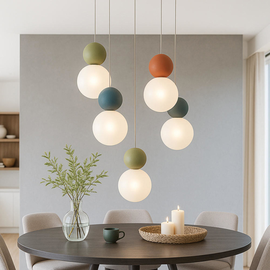 Top light lampadario da cucina cottage multicolor 5 luci