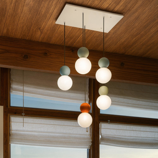 Top light lampadario da cucina cottage multicolor 5 luci